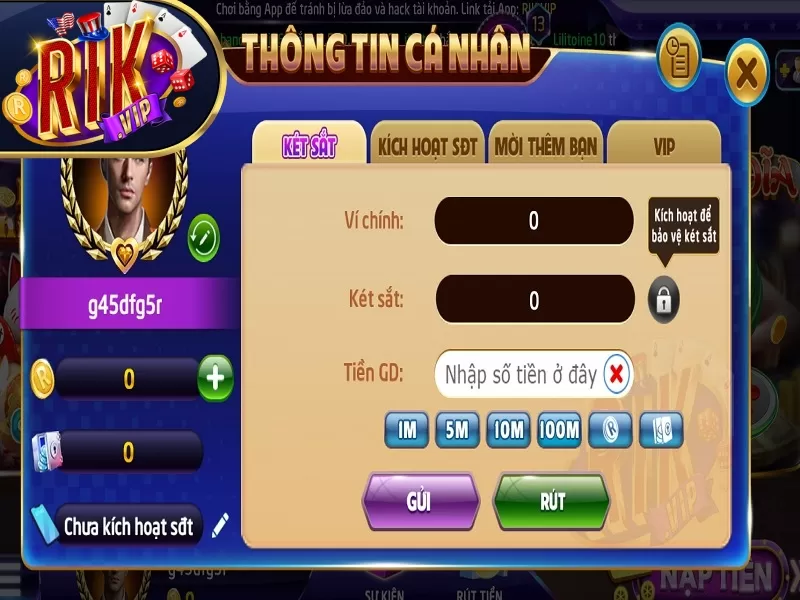 Thay đổi password tài khoản RIKVIP
